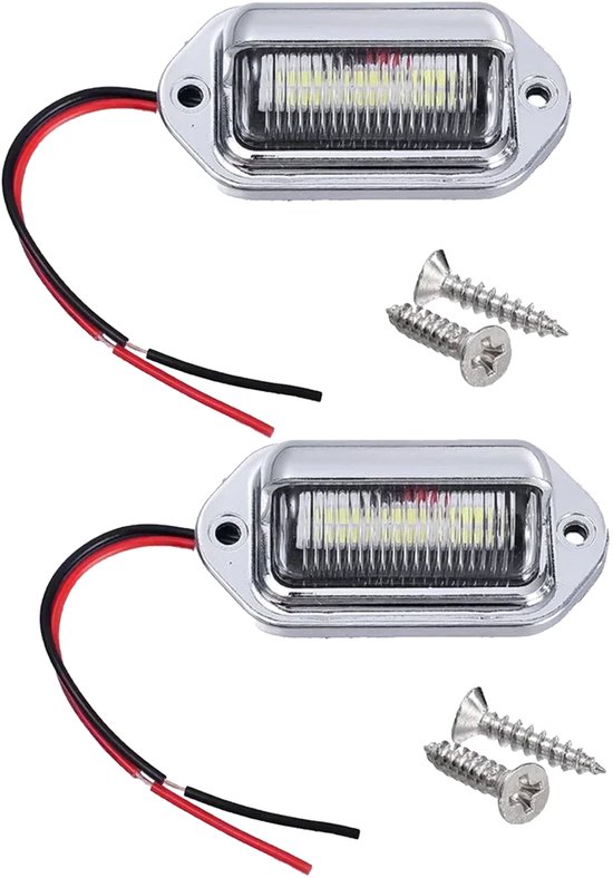 Éclairage de plaque d'immatriculation LED - 3W 500lm 12-24V - Chrome - Par 2 pièces