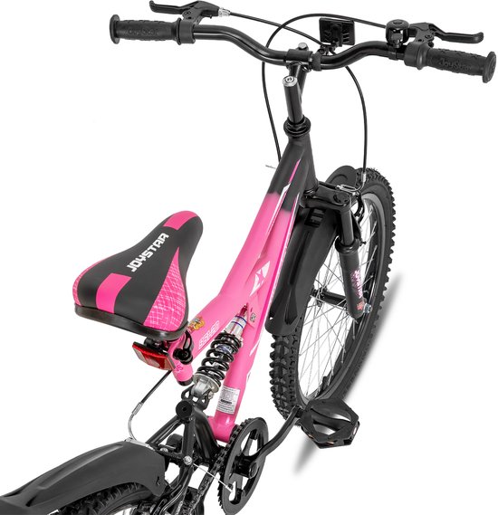 Joystar Contender Full Suspension Kinder Mountainbike - 20" - Handrem - Rem - Bel - Spatborden - Roze - Geschikt voor buitenactiviteiten in de lente van JOYSTAR — afbeelding 2