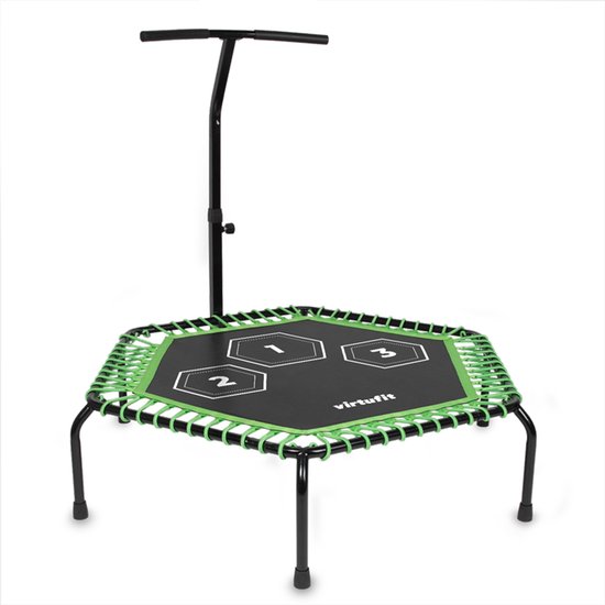 VirtuFit Fitness Trampoline Pro met Handvat - Verstelbare hoogte - Zwart - 127 cm springmat - Verstelbare Hoogte - Robuust en Betrouwbaar - Compact Design - Trampoline Fitness - Trampoline Fitness Handvat - Fitness Jump