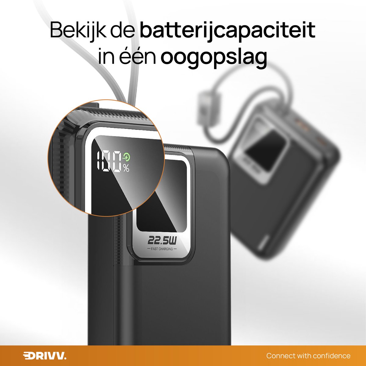 Drivv. Powerbank 20.000 mAh met Ingebouwde Kabels - afbeelding 2