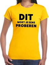 Dit moet je eens proberen beurs/evenementen t-shirt geel dames 2XL