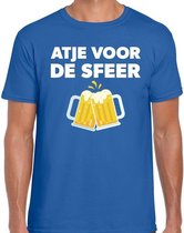 Atje voor de sfeer feest t-shirt blauw voor heren - kroeg / feestje shirt S