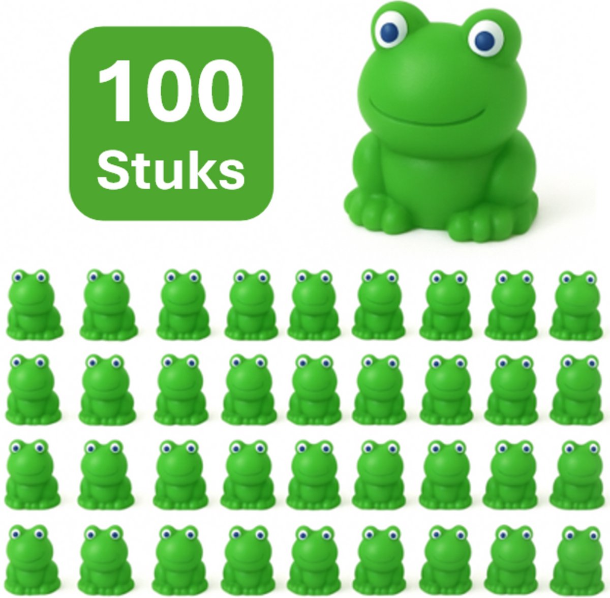 Pradeo - Miniatuur Kikkertjes - 100 Stuks - Mini - Beeldjes - Hars - Groen - Kikkertjes - Kikkers - Social Media / Instagram / TikTok Trend - Decoratie - Landschap - DIY
