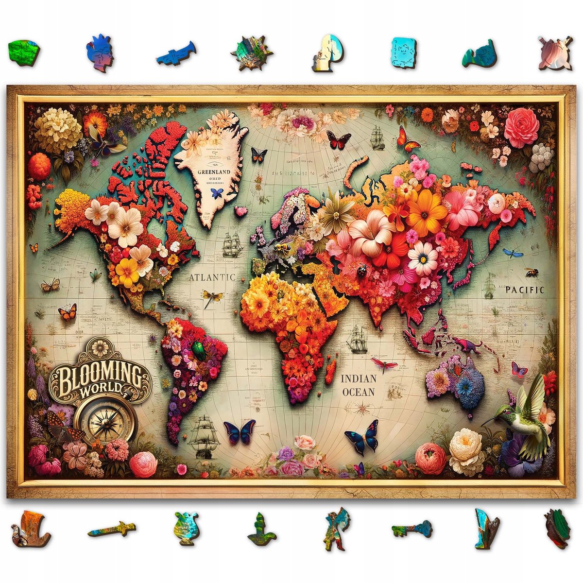 Houten Puzzel Kleurrijke Kaart 1010 Stukjes
