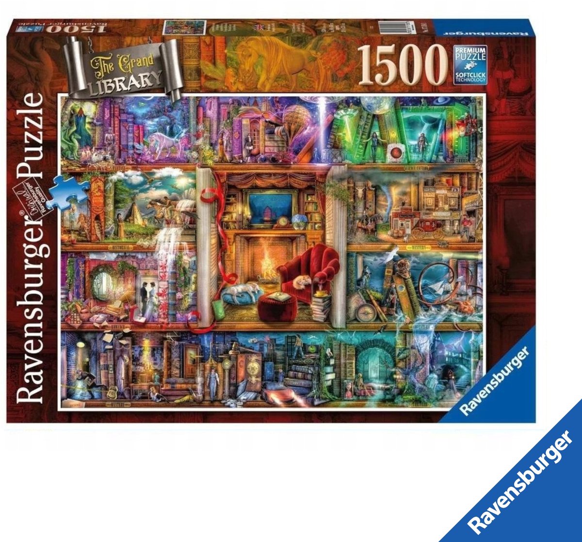 Ravensburger Premium Bogata Biblioteka 1500 Elementų Dėlionė