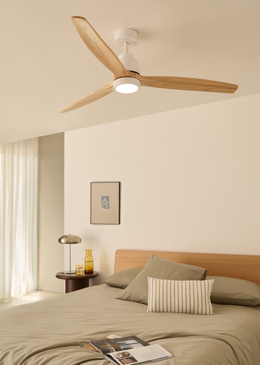 CREATE - Plafondventilator 40W silent 100% hout - Wit / Licht hout - Ø152cm - Met licht - WIFI + Afstandsbediening - WIND STYLANCE – foto 4