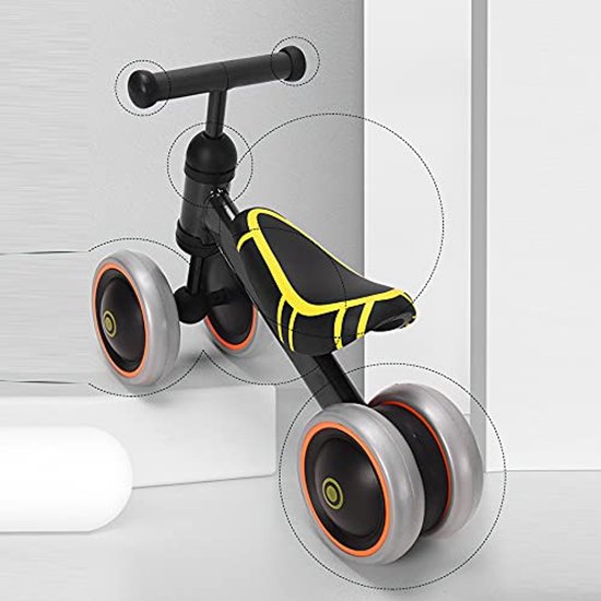 Balance Bike for Children from 1 Year Old, Toy with 4 Wheels for Baby Bike from 12 to 36 Months, First Bike Without Pedals for Boys and Girls as Birthday Gift, 50 x 18 x 38 cm, Black van Merkloos — afbeelding 5