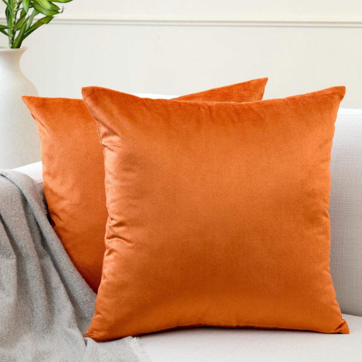 Ibenzoa® Zachte fluwelen kussenhoezen set van 2 voor huisdecoratie in oranje