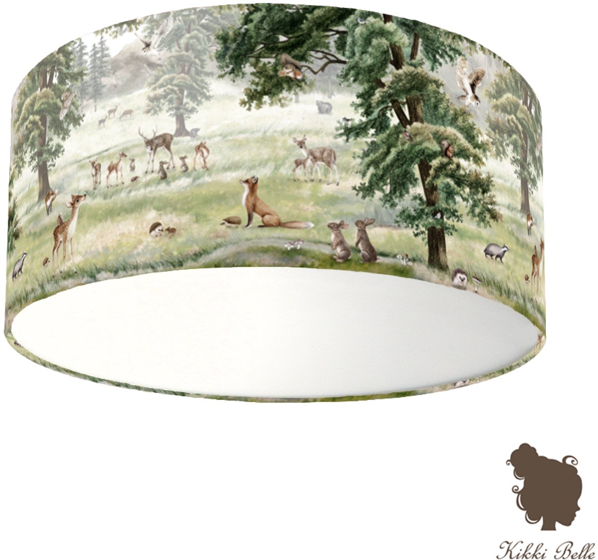 Plafondlamp Forest Fun Kikki Belle-sfeerverlichting-kinderkamer-bosdieren-bos-incl diffuser-incl plafondfitting