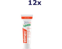 Elmex Junior 5-12 jaar Tandpasta 12 x 75ml - Kindertandpasta - Tegen Gaatjes - Voordeelverpakking