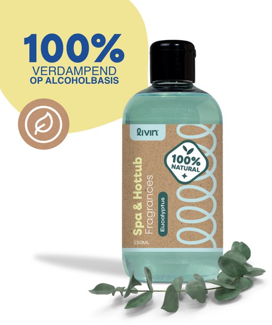 LIVIN' Spa Geur Eucalyptus - Whirlpools - Hottub Geuren - Spa Geuren - Spa Geur Eucalyptus - Op Alcoholische Basis - Tast Waterkwaliteit Niet Aan - Spa Aroma - Hoge Concentraat - Geschikt voor Jacuzzi, Spa en Hottub - 250ML - Groen