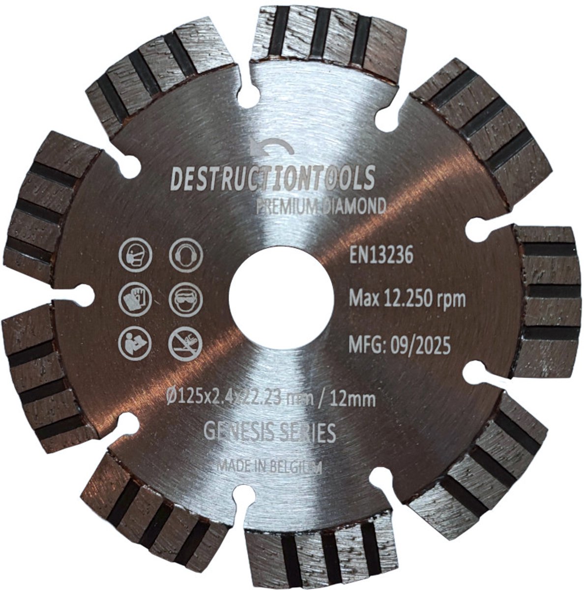 Destructiontools diamant zaagblad 125mm – voor gewapend beton – asgat 22,23 mm | Genesis series