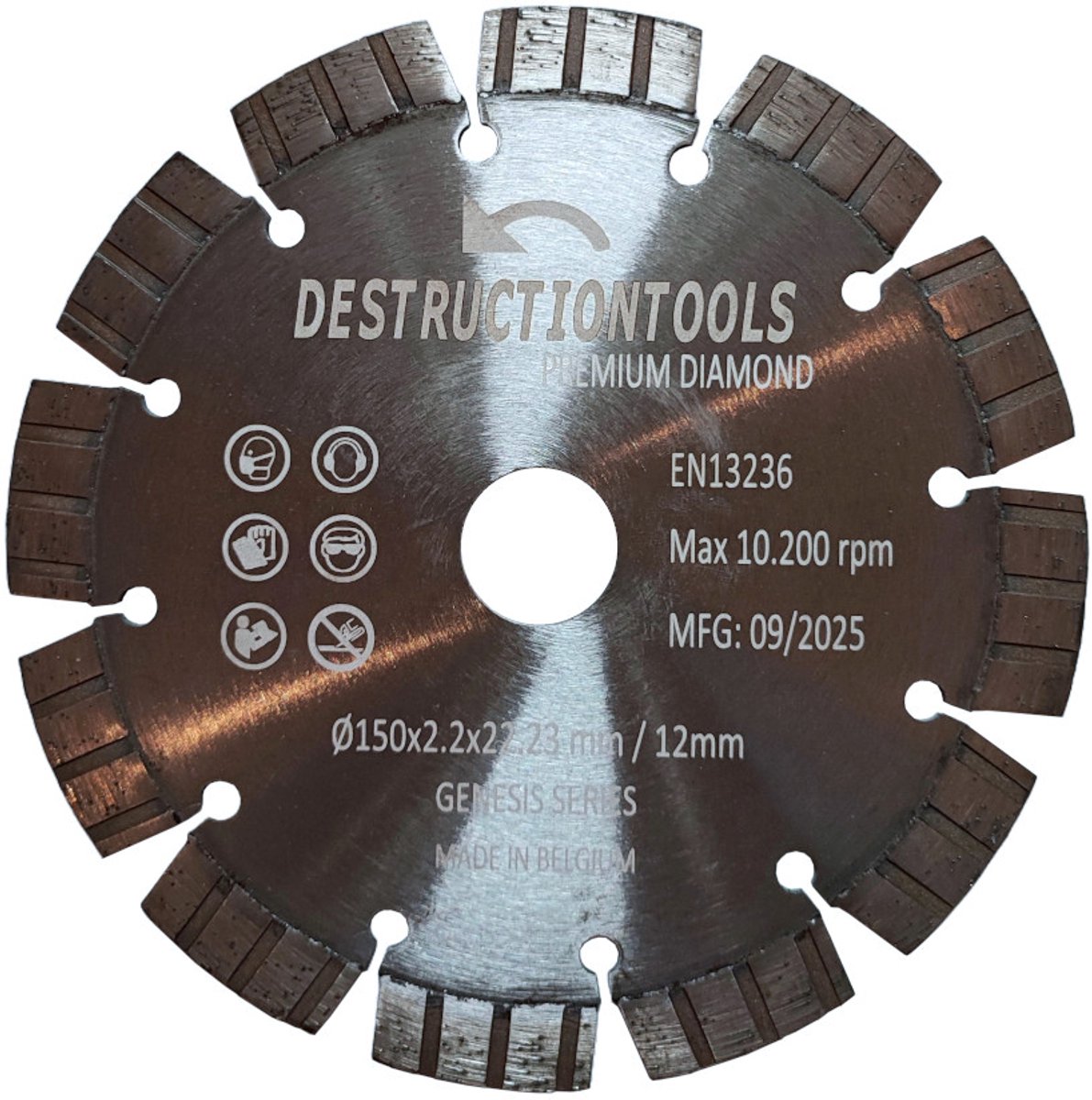 Destructiontools diamant zaagblad 150mm – voor gewapend beton – asgat 22,23 mm | Genesis series