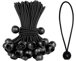 OIMG Tentspanner met Bal - Bungee Balls Cords - 25 stuks - Rubber Bungee Cord - Veelzijdige Spanelastiek - Bungee Ball Cords - Zwarte Bungee Cords - Zwart Bungee Cord - Spanelastiek - Touw - Band - Geschikt Voor Camping, Bike Rack, Luggage, Tarp & M