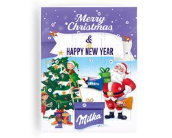 Milka Adventskalender - Adventkalender 2026 - 24 overheerlijke Milka Chocolaatjes - 4 Verschillende smaken Chocolade - Het perfecte kerstcadeau - "Merry Christmas & Happy New Year"