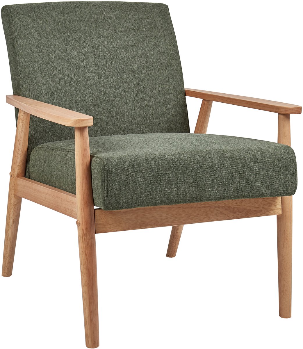 ESRUM - Fauteuil - Groen - Polyester/Rubberhout