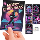 Inspra Studio – Luxe Kerstkaarten met Enveloppen – 6 Stuks – Jaren 80 Wenskaarten Set 1 – Artistieke Illustraties met Nostalgische Retro Stijl