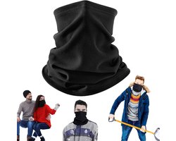 Masker - nekwarmer - warm en winddicht masker - winter polar fleece nekwarmer - geschikt voor buitensporten, skiën, vissen, wandelen, fietsen (30*25cm - zwart)