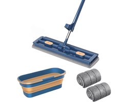Home & Marker - Dweil met Emmer - Zelfwringende Mop - 360° Draaibare Kop - Inclusief 3 Doeken - RVS 133cm - SVEEPAPACK