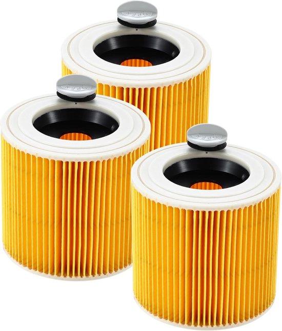 Cartridge Filter, 3x stofzuigerfilter compatibel met Kärcher, stofzuiger compatibel met Kärcher WD 3 Premium, WD2, filter WD3, MV3, MV2 SE4001 SE4002, vervangingsfilter compatibel met Kärcher stofzuiger 6.414-552.0/64145520