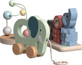 Wood’n Buddy Houten Speelgoedset – 3-delig Montessori – Trek Olifant, Dierentelspel & Motoriek Kralenframe