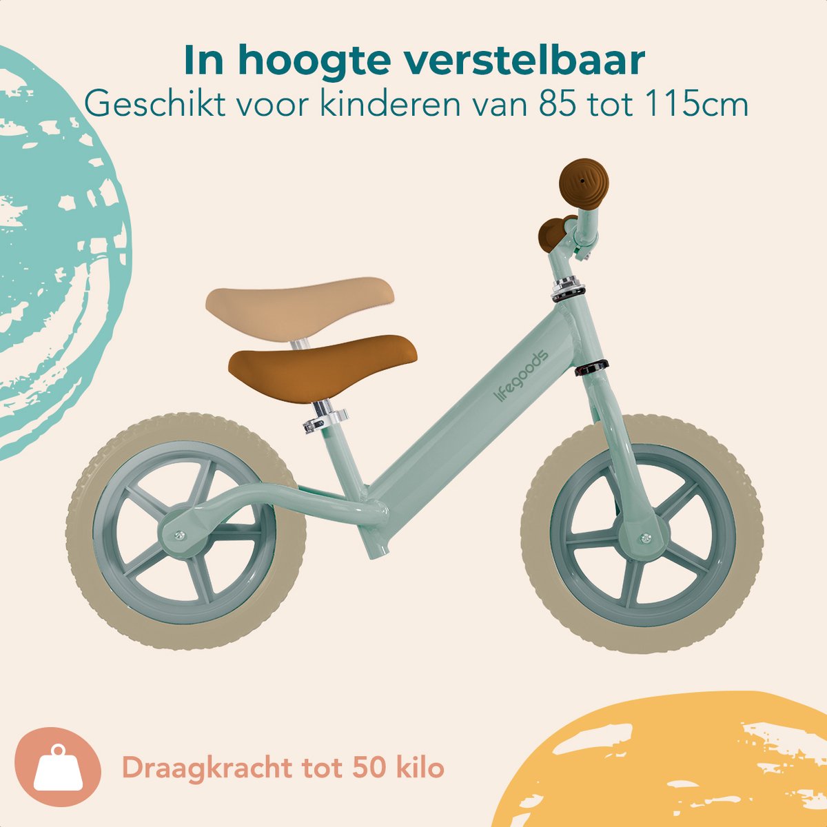 LifeGoods Loopfiets - Speelgoed 2 jaar en ouder - Jongens en Meisjes - Balance Bike - Loopfietsje - Mintgroen — afbeelding 11