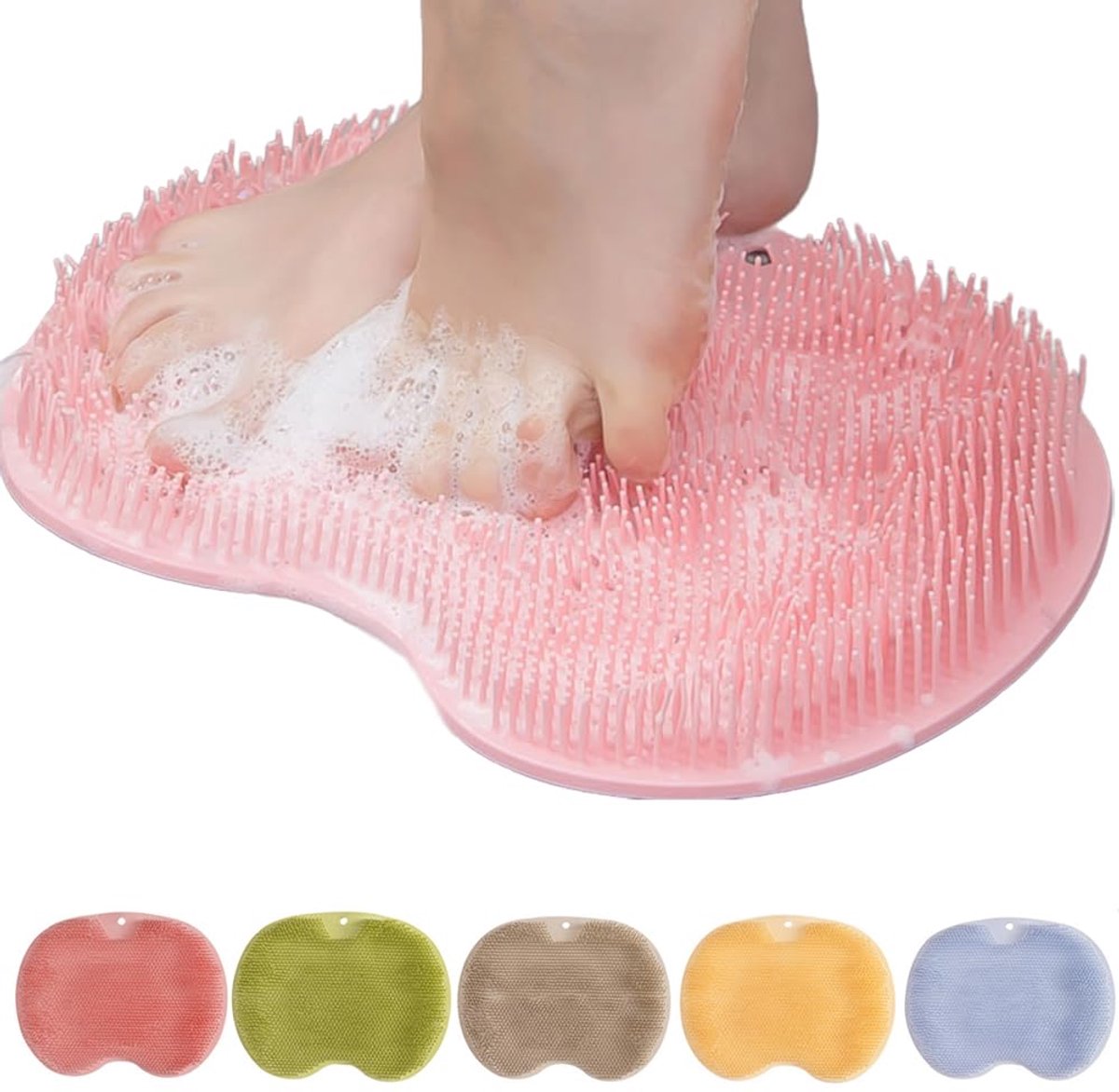Douchemat - badmat antislip - Voetreinigingspad, rugscrubpad, exfoliërende badscrubpad, antislip zuignap voor aan de muur - Geschikt voor mannen en vrouwen (roze)