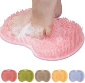 Douchemat - badmat antislip - Voetreinigingspad, rugscrubpad, exfoliërende badscrubpad, antislip zuignap voor aan de muur - Geschikt voor mannen en vrouwen (roze)