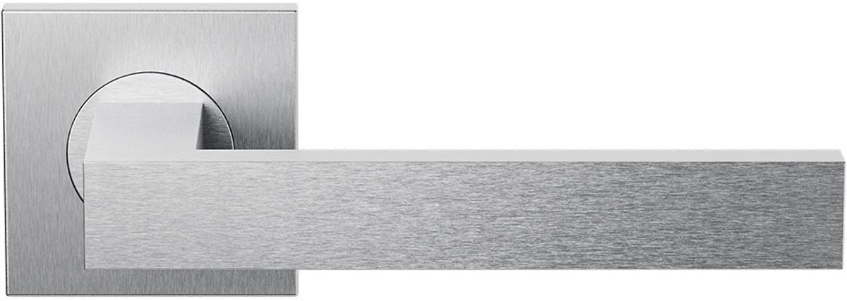 Deurkruk op rozet - RVS geborsteld - RVS - Cubic Colors - RVS geborsteld - Rechthoekig Model - 19mm - Cubic Colors