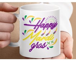 Mok Happy Mardi Gras, Feestelijke Mok, Nieuwe Orleans Vibes, Mardi Gras Design, Purper Groen Gouden Mok, Party Mok, Carnaval Mok