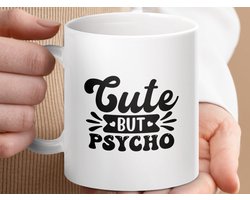 Mok Cute But Psycho, grappige mok, nieuwigheid mok, unieke mok, geschenken mok, Koffie mok, Sarcastic mok, Psychobaby mok, grappige quotes