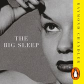 Boekhoes van 'The Big Sleep' met zwart-wit portret van een vrouw en gele Penguin-rand met logo.