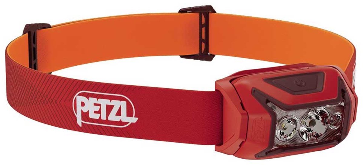 Petzl Actik - Hoofdlamp - 450 lumen - Lichtgewicht en veelzijdig - Voor kamperen, wandelen en hardlopen - Rood