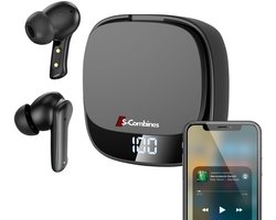 S-Combines Live Pro 2 - Draadloze Oordopjes - Bluetooth - Noise Cancelling ANC+ENC - 35 uur speeltijd - LED Display - Met Microfoon - Zwart