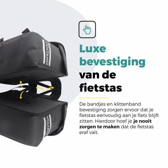 Voltano Dubbele Fietstas Premium Afgeschuind - Zwart - 44 Liter - 100% Waterdicht - Fietstassen Electrische Fietsen
