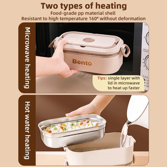 Boîte à Lunch Isotherme 3 Couches En Inox – Garde Au Chaud Ou Au Froid, Compartiments Séparés, Micro-ondes