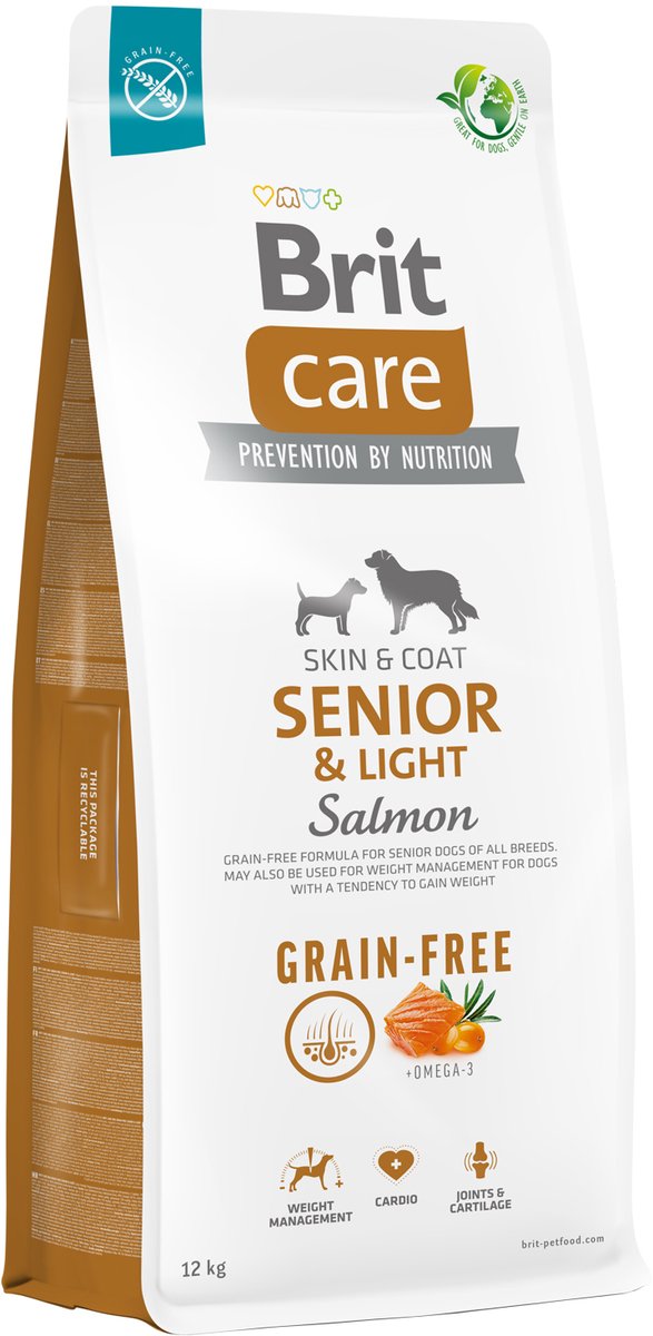 Brit Care Grain-Free - Droog Hondenvoer - Senior & Light - Zalm - Graanvrij - 12kg