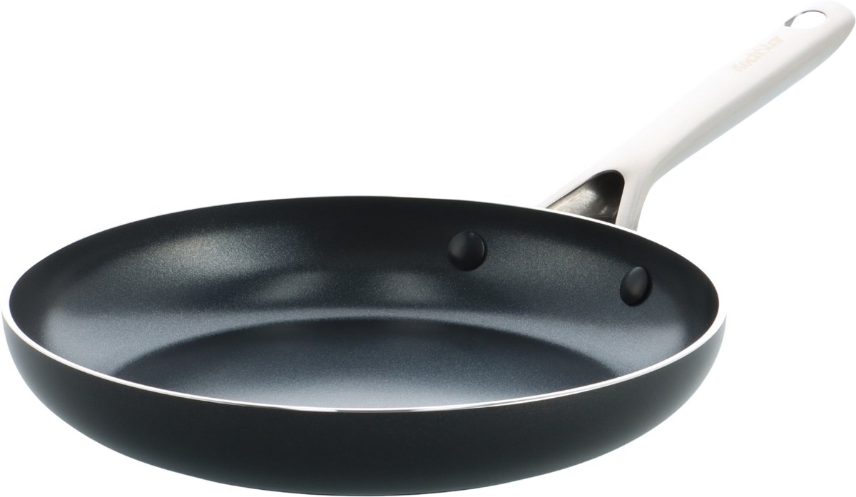 Kochstar Nacht Keramische Koekenpan - 30cm - PFAS-vrij - Inductie koekenpan - Inductie pan - Vaatwasserbestendig - Ovenbestendig tot 200° C - Keramische anti-aanbaklaag - RVS handgreep - RVS rand - Zwart