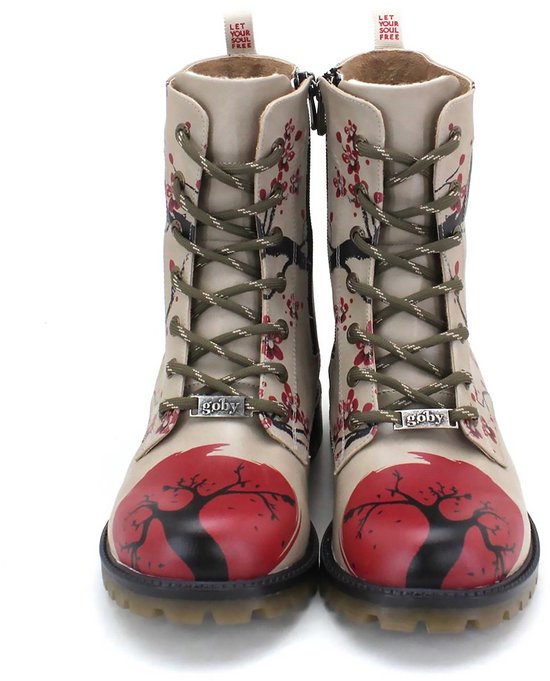 Bottes à lacets pour femmes Goby Cherry Blossom - Cuir végétalien Handgemaakt - Taille 37