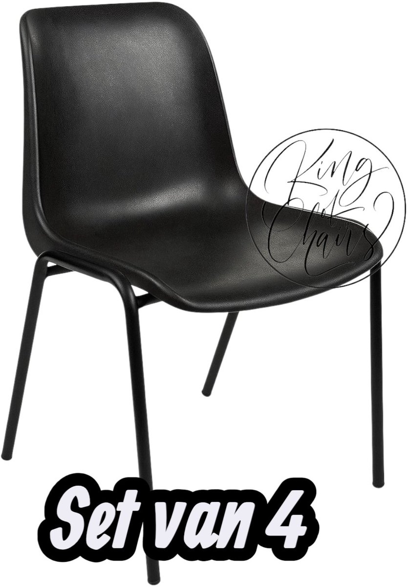 Kantinestoel Helene Zwart -set van 4- zwart onderstel kantinestoel stapelstoel kuipstoel vergaderstoel tuinstoel kantine stoel stapel stoel tuin stoel kantinestoelen stapelstoelen kuipstoelen arenastoel schoolstoel bezoekersstoel Everardo