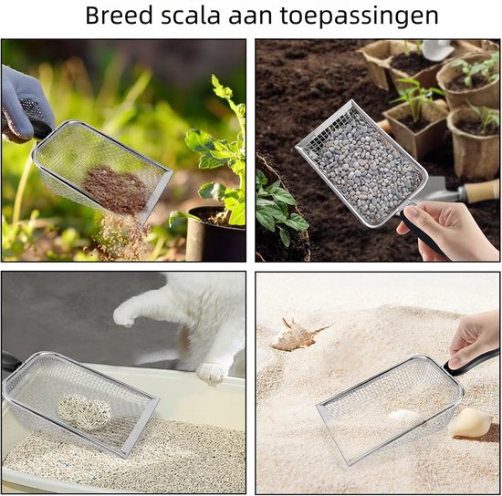 1 stuk - Grondzeef - Tuinzeef met handvat - 3,8 mm gaten - Geschikt voor aarde, stenen, compost en zand - Zwart(kunststof handvat) van Kinzo Garden — afbeelding 3