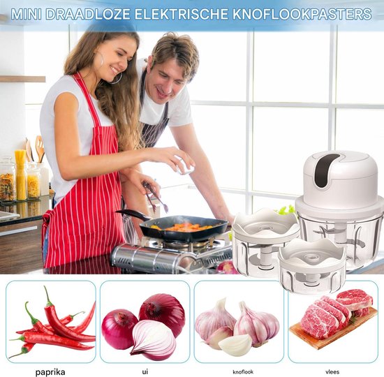 Ynkkvre - Elektrische Hakker met USB - Mini Voedselverwerker 100/250/350 ml - Elektrische Groente- en Fruit Snijder - 3 Scherpe Messen - Multi Hakker van Ynkkvre — afbeelding 5