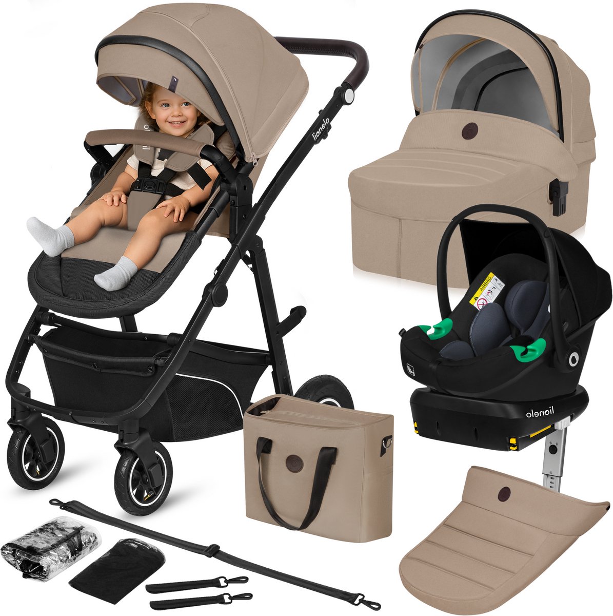 Lionelo Bianka Kinderwagen 4 in 1 - Opvouwbaar met Autostoel - Lionelo - €356,24