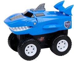 Eddy Toys Haai Auto - Shark Car met Licht en Geluid - Speelgoed Auto met Grote Wielen - Monstertruck - Werkt op 3x AA Batterijen - Blauw/Zwart/Wit