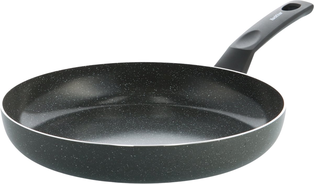 Kochstar Stein Koekenpan 30cm - PFAS-vrije antikleeflaag - Koekenpan inductie - Keramische koekenpan - Ovenbestendig tot 130°C - Koudgrepen - Graniet/Zwart