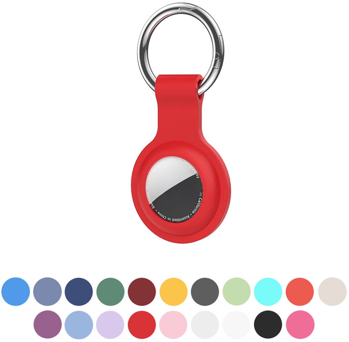 JUALL Sleutelhanger Geschikt voor Apple AirTag (2) - Beschermende Siliconen Houder & Hoesje - Rood