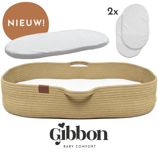 Gibbon Luxe Verschoonmand – Duurzame Mozesmand – Aankleedkussen – Verschoonkussen – Waterafstotend – Opvouwbaar – Incl. Matras En Hoes – Beige – Bakul – 100% Katoen