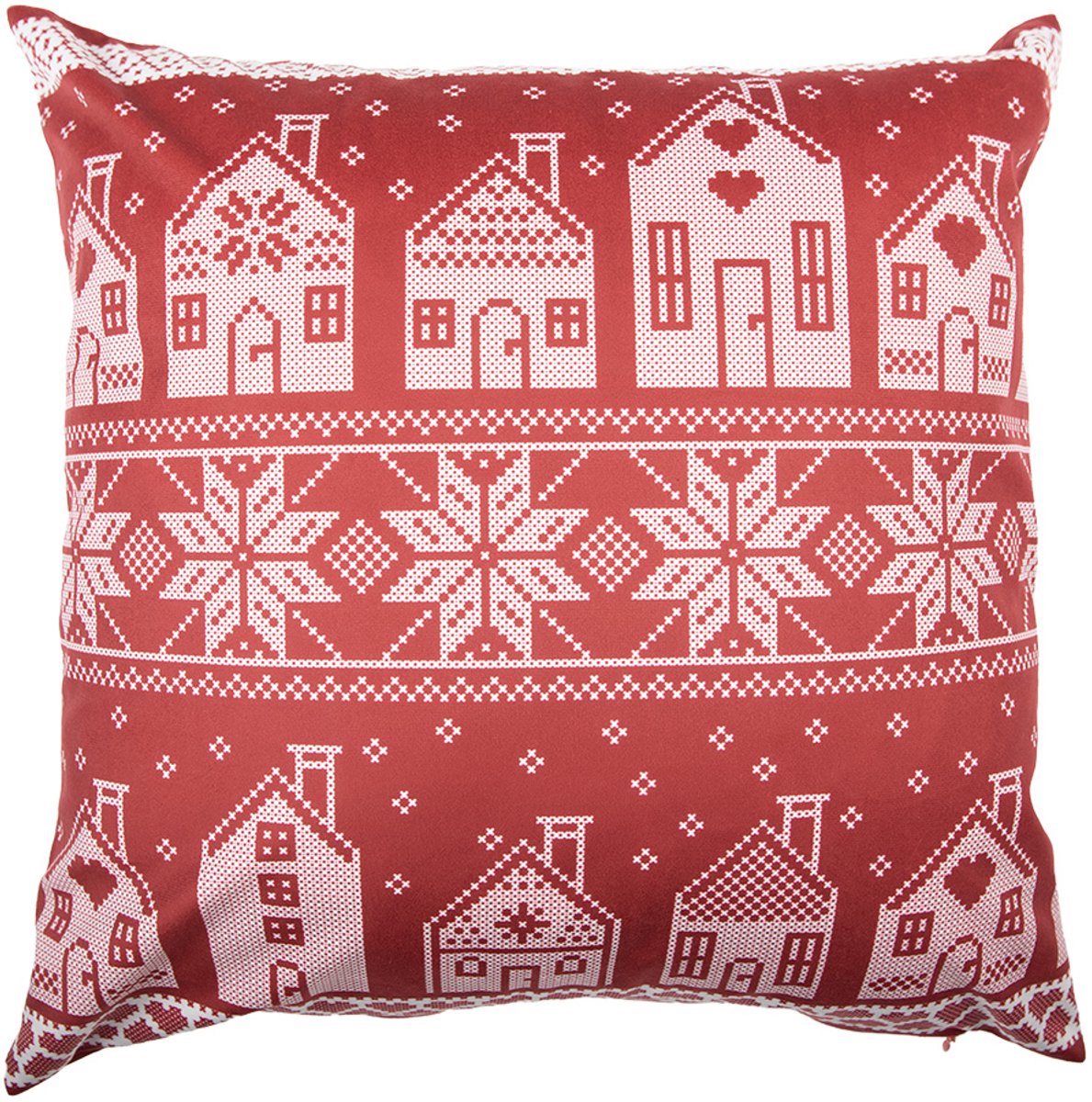 Clayre & Eef Kussenhoes 45x45 cm Rood Polyester Kerst