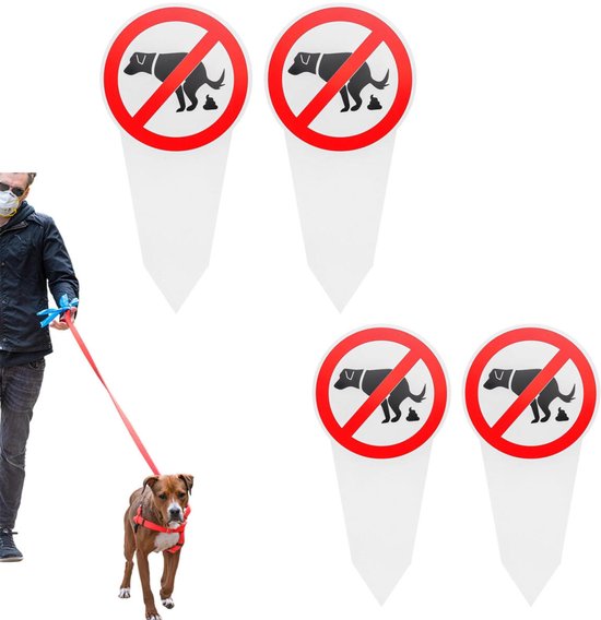 Schild Verboden Honden - Instructiebord 180x300 mm voor Hondentoilet - Poepen Niet