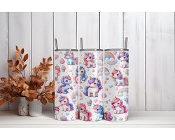 Roestvrijstalen tumbler - geïsoleerde beker - Tumbler - 600ml - Unicorn - eenhoorn - warm en koude drank - anti lek dop - vaatwasser bestendig - ijzer rietje - schoolbeker - to go beker - kinderen - volwassen - alle leeftijden – Trendy nu